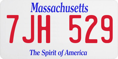 MA license plate 7JH529