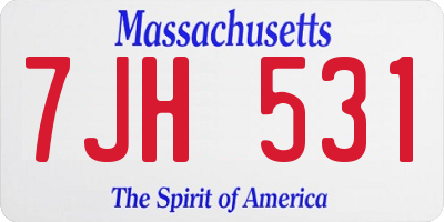 MA license plate 7JH531