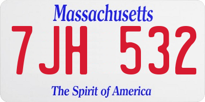 MA license plate 7JH532