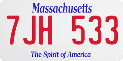 MA license plate 7JH533