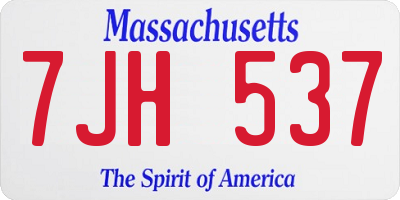 MA license plate 7JH537