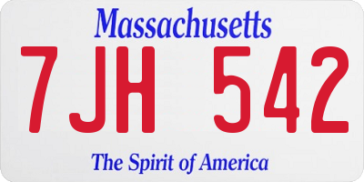 MA license plate 7JH542
