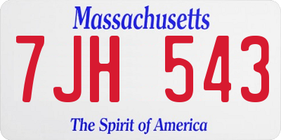 MA license plate 7JH543