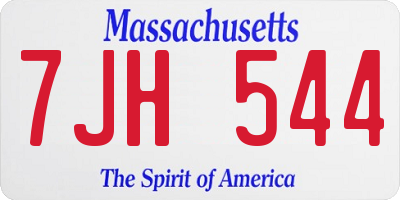MA license plate 7JH544