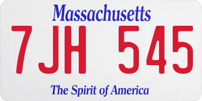 MA license plate 7JH545