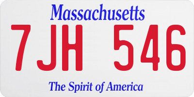 MA license plate 7JH546