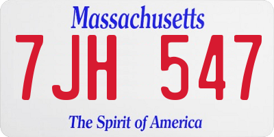 MA license plate 7JH547
