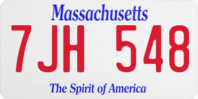 MA license plate 7JH548
