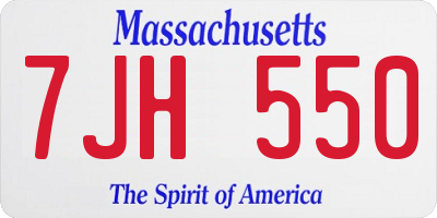 MA license plate 7JH550