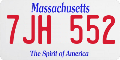 MA license plate 7JH552