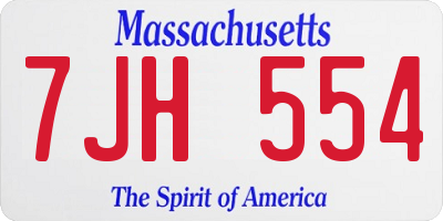 MA license plate 7JH554