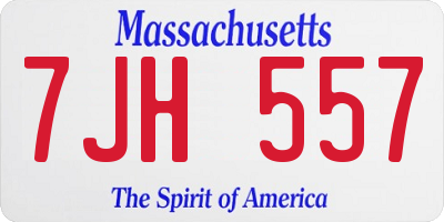 MA license plate 7JH557