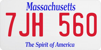 MA license plate 7JH560