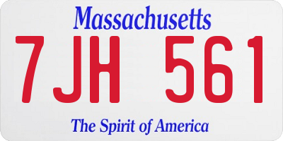 MA license plate 7JH561