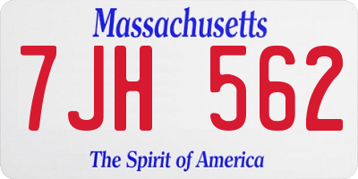 MA license plate 7JH562