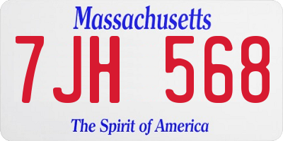 MA license plate 7JH568