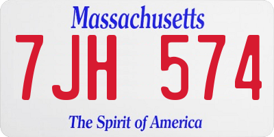 MA license plate 7JH574