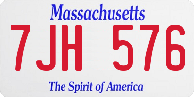 MA license plate 7JH576