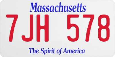 MA license plate 7JH578