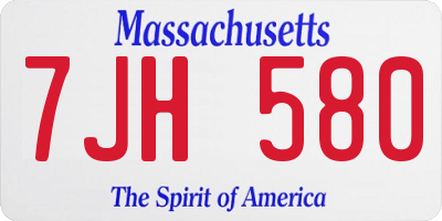 MA license plate 7JH580