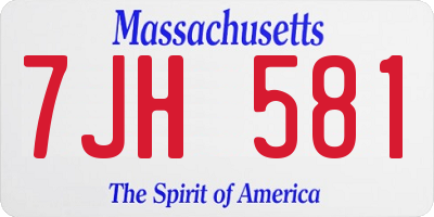 MA license plate 7JH581