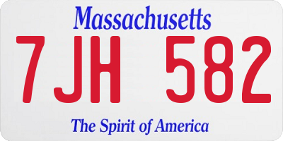 MA license plate 7JH582