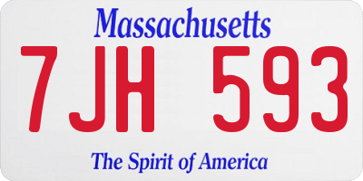 MA license plate 7JH593