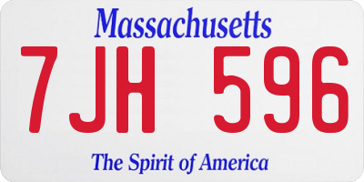 MA license plate 7JH596
