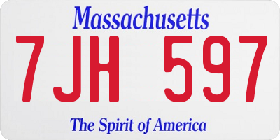 MA license plate 7JH597