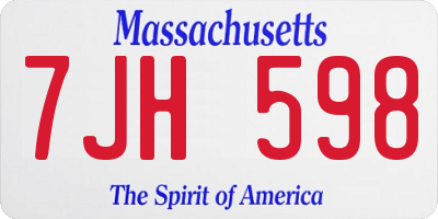 MA license plate 7JH598