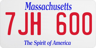 MA license plate 7JH600
