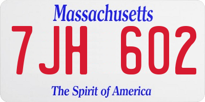 MA license plate 7JH602