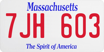 MA license plate 7JH603