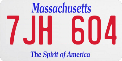 MA license plate 7JH604