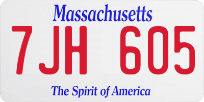 MA license plate 7JH605