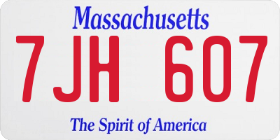 MA license plate 7JH607