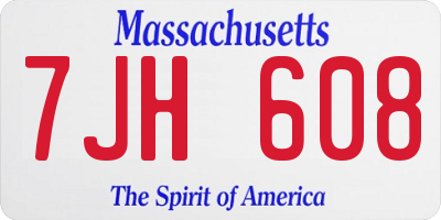 MA license plate 7JH608