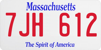 MA license plate 7JH612