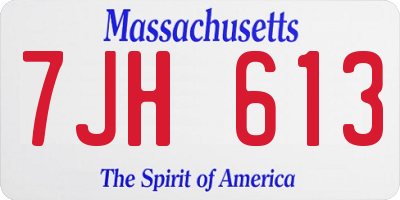 MA license plate 7JH613