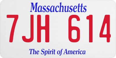 MA license plate 7JH614