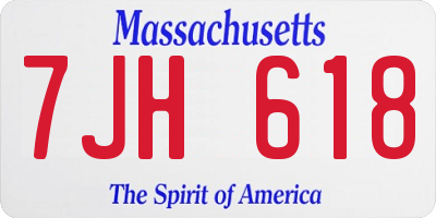 MA license plate 7JH618