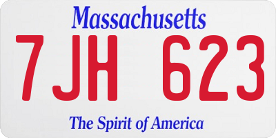 MA license plate 7JH623