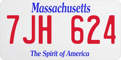 MA license plate 7JH624