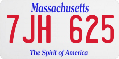 MA license plate 7JH625