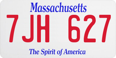 MA license plate 7JH627
