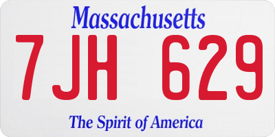 MA license plate 7JH629