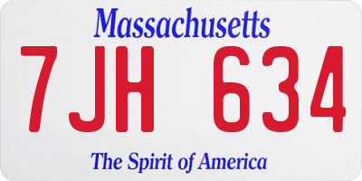 MA license plate 7JH634