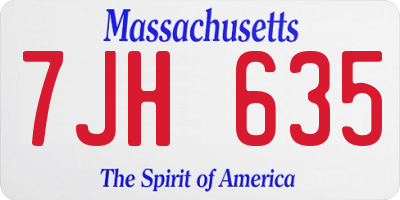 MA license plate 7JH635
