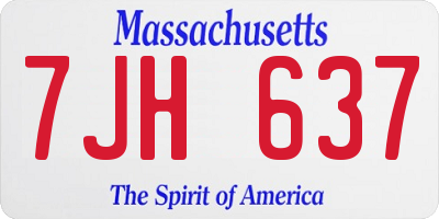 MA license plate 7JH637