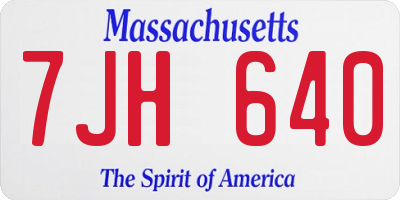 MA license plate 7JH640